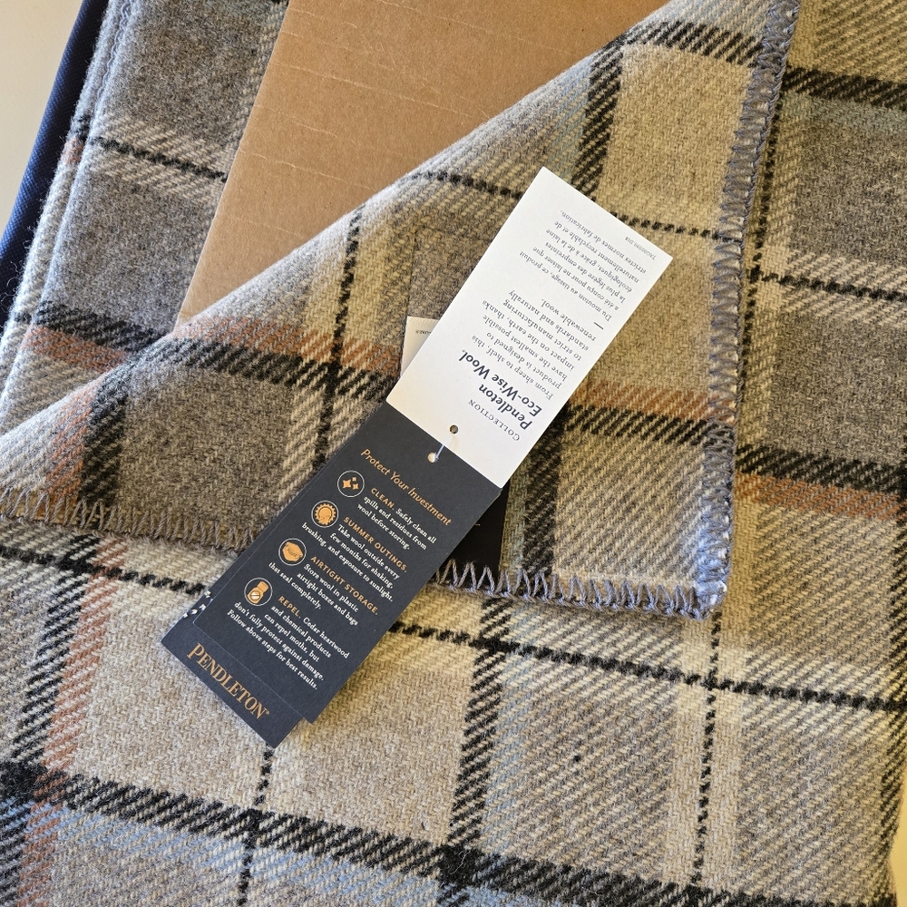 Pendleton Eco-Wise Pearl Plaid Washable 100% Wool Blanket, Twin 66" x 96" USA - Picture 12 of 16